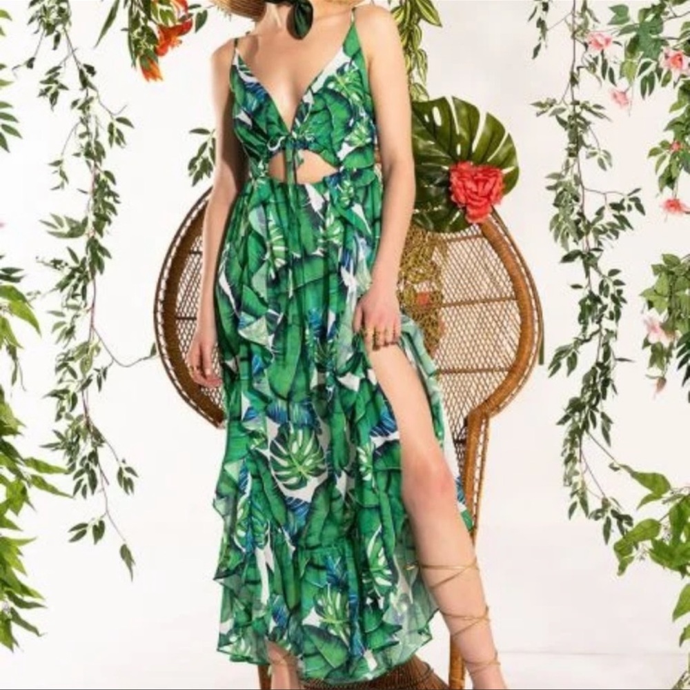 New Akira Resort Palm Maxi Dress